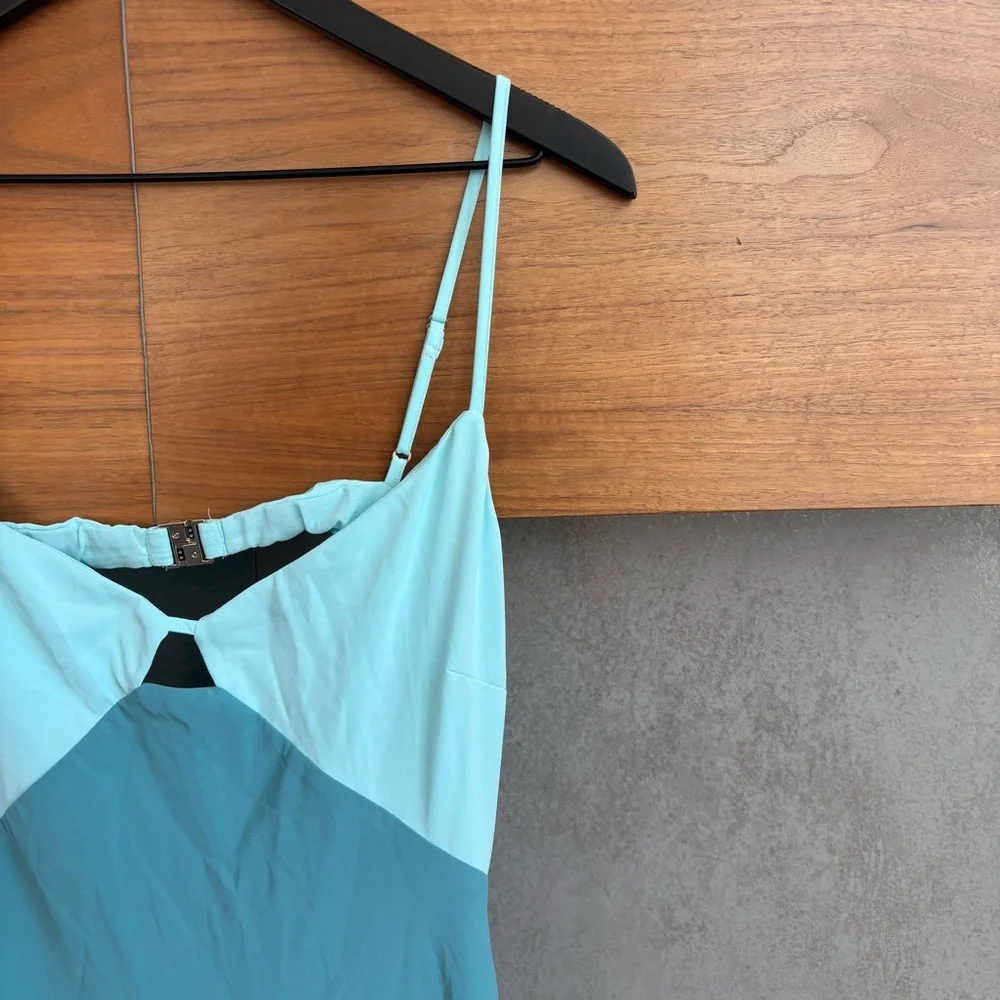 Abercrombie & Fitch Two-Tone Teal Maxi Dress